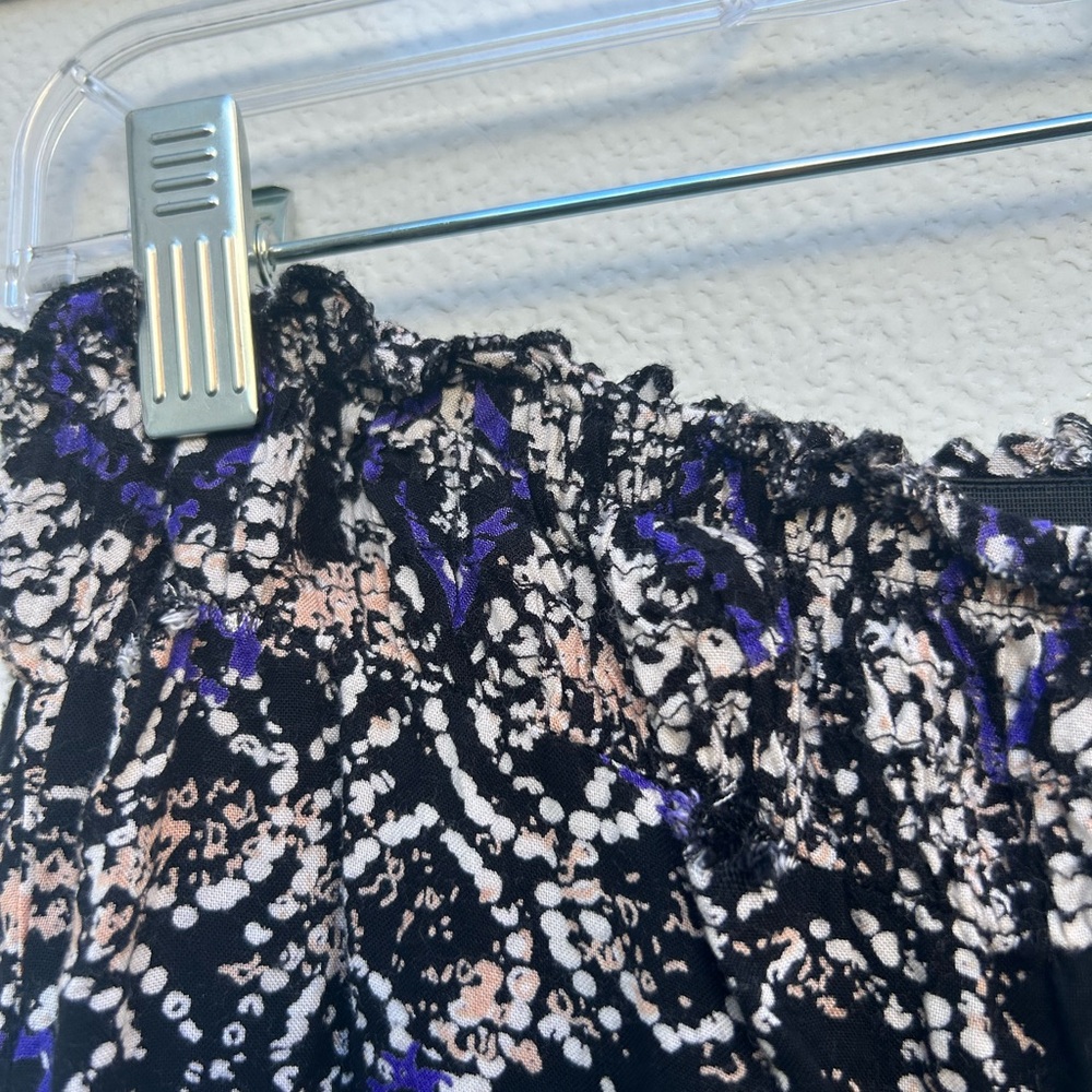 Angie Palazzo Pants Women L Pull On Wide Leg Baggie Boho Hippie Black Multi - Picture 4 of 9